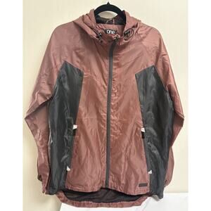 One Point One Hooded Windbreaker Jacket Rose Pink Charcoal Gray Size M NWT
